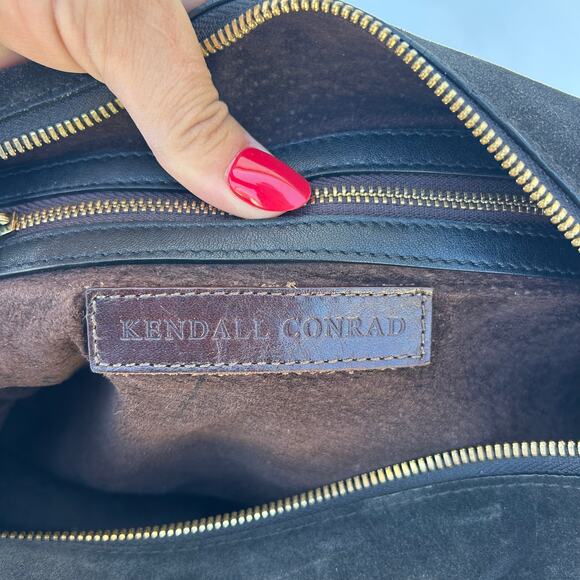 Kendall Conrad Black Suede Shoulder Bag Tote Luxury USA Minimalist Purse - Picture 10 of 13